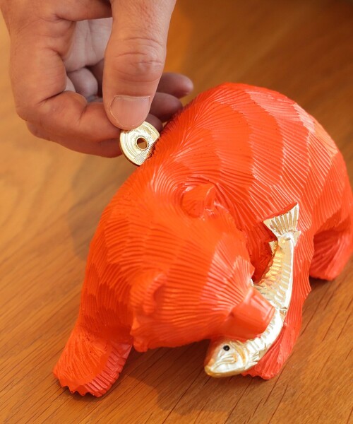 BEAMS JAPAN（ビームス ジャパン） インテリア 「別注」鮭熊 貯金箱 橙