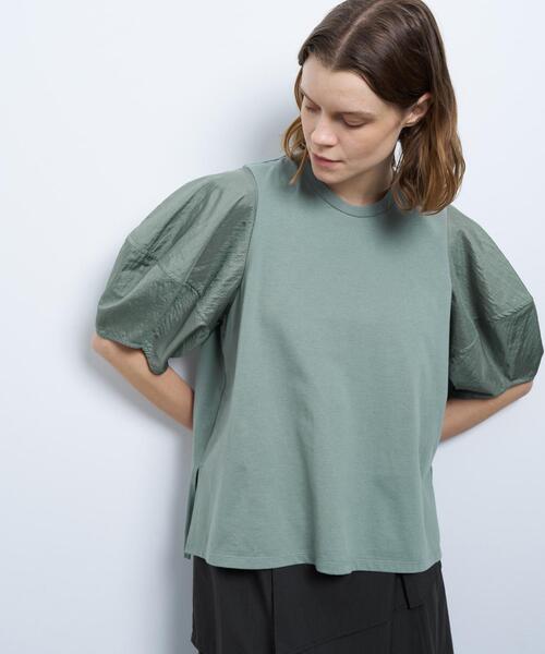 tシャツ コクーンスリーブコンビカットソー レディース