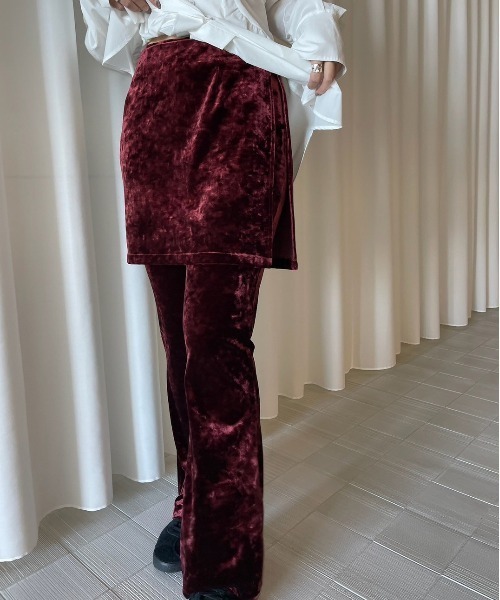 パンツ CRASH VELOUR WRAP SKIRT WITH PANTS レディース
