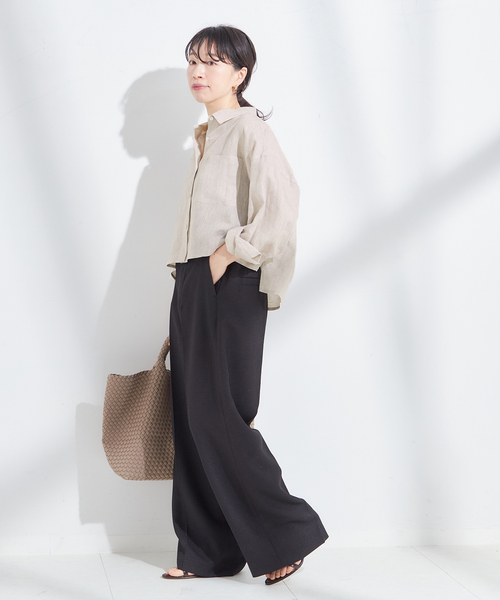 【1度着用のみ美品】 レサージュ フレンチリネンショートシャツ 24SS journal standard L'essage ブラウス シャツ ヨーロピアン