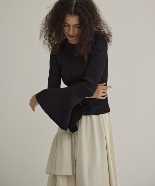 専用　ニット　2ウェイ　ミエリインヴァリエント　オフショルダー　パフスリーブ ミエリインヴァリアント MIELI INVARIANT 2Way Tuck Knit Tops