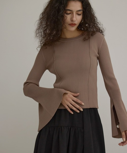 専用　ニット　2ウェイ　ミエリインヴァリエント　オフショルダー　パフスリーブ ミエリインヴァリアント MIELI INVARIANT 2Way Tuck Knit Tops