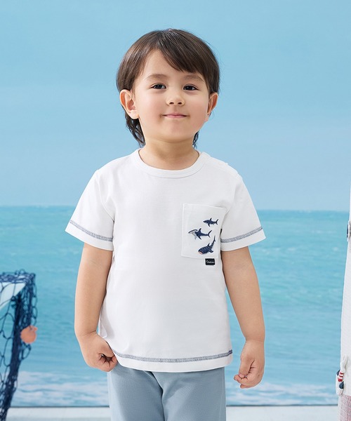Combi mini tシャツ 半袖ポケットTシャツ（サメ） キッズ 子供服