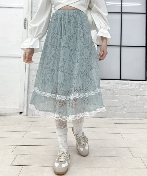 スカート 花柄レース シースルーAラインスカート : ZOZOTOWN Yahoo!店