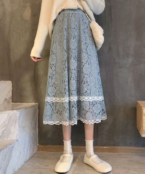スカート 花柄レース シースルーAラインスカート : ZOZOTOWN Yahoo!店