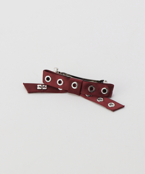 ヘアアクセサリー GANNI Eyelet Bow Barrette Satin GANNI /ガニー Eyelet Bow Barrette Satin（その他ヘア