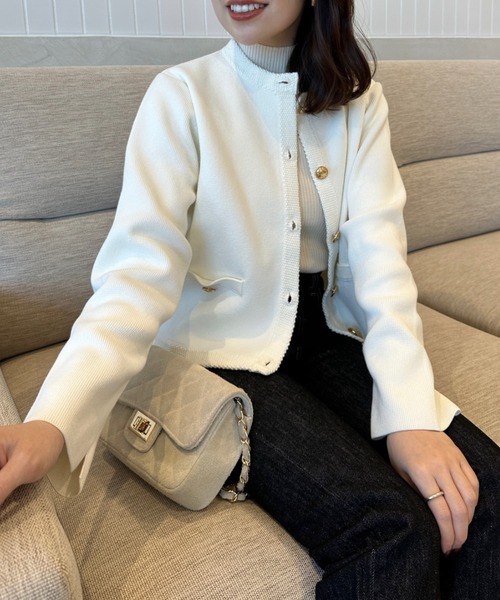 マルニ MARNI カーディガン リボン ウール カシミヤ混 38 ベージュ  