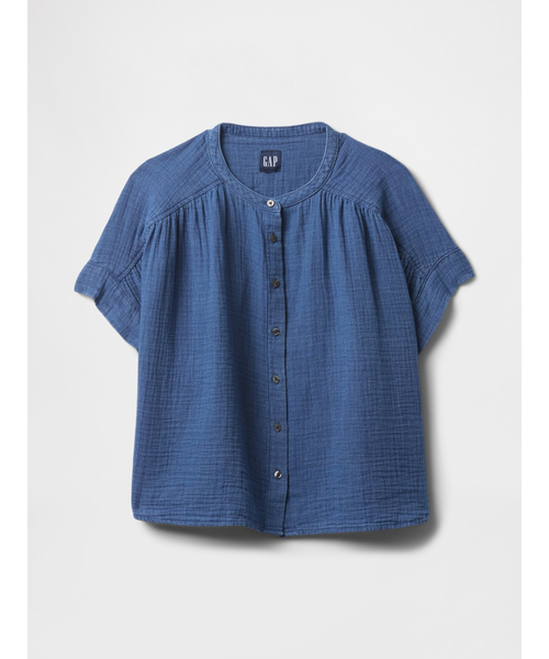 ブラウス シャツ ガーゼデニムシャツ レディース GAP ブラウス シャツ クリンクルガーゼ デニムシャツ レディース