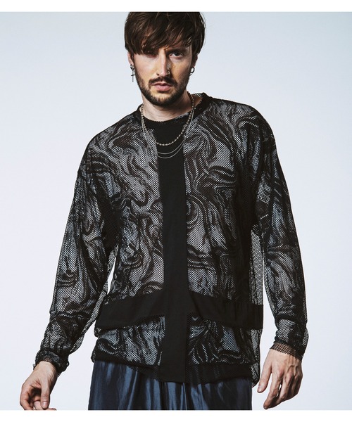 NO ID. カットソー tシャツ BACK CROSS y2k NO ID.（ノーアイディー） tシャツ 「NO ID.」Inverted Cross Mesh