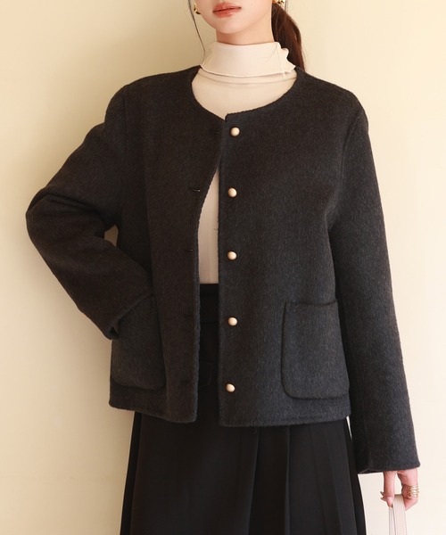 「SAISON DE PAPILLON」 ノーカラージャケット M ブラック レディース_画像9