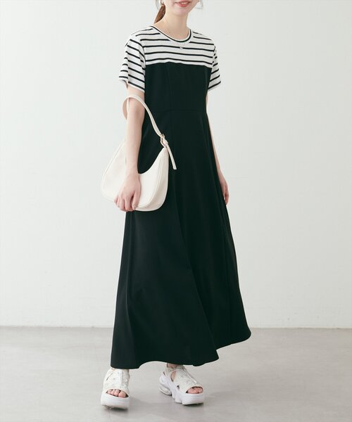natural couture ワンピース レイヤード風カットジョーゼット