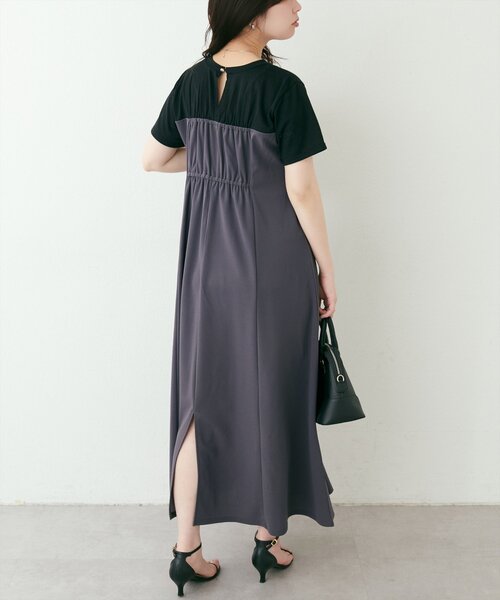 natural couture ワンピース レイヤード風カットジョーゼット