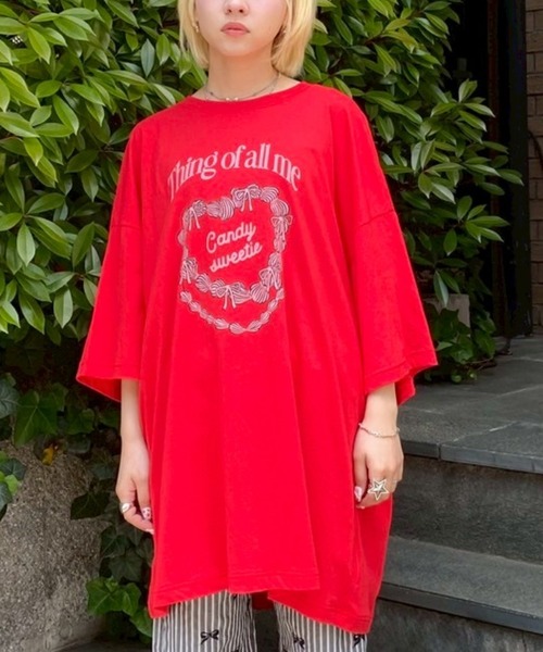 【未使用新品】CANDY SWEETIE BIG BIG Tシャツ ホワイト Candy Stripper tシャツ CANDY SWEETIE BIG Tシャツ レディース
