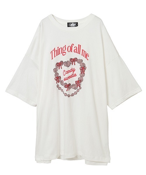 【未使用新品】CANDY SWEETIE BIG BIG Tシャツ ホワイト Candy Stripper tシャツ CANDY SWEETIE BIG Tシャツ レディース