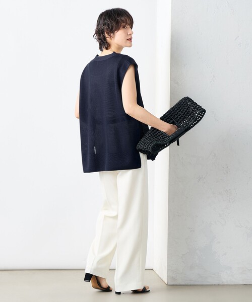 NOLLEY'S ニットジレ✨ベスト　グレー　肩タック　2024SS ノーリーズ NOLLEY'S ドライタッチ肩タックベスト （ネイビー