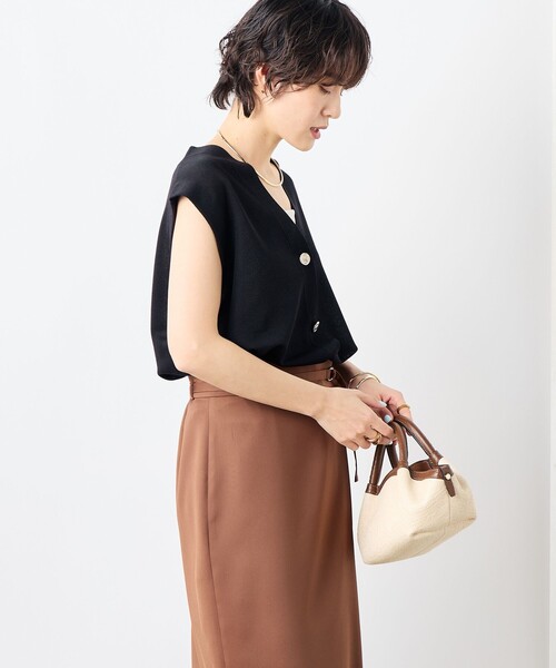 NOLLEY'S ニットジレ✨ベスト　グレー　肩タック　2024SS NOLLEY'S ベスト ジレ 「手洗い可能」ドライタッチ肩タック
