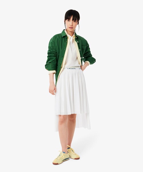 LACOSTE スカート ハイローシルエットプリーツスカート