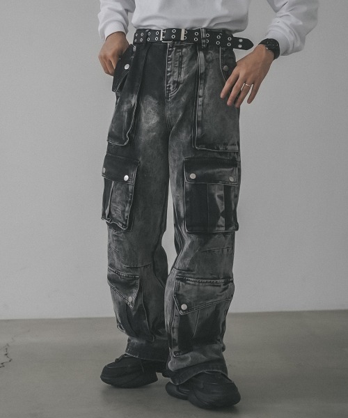 Shoowtime（ショウタイム） ワイドパンツ ジーンズ Chemically washed