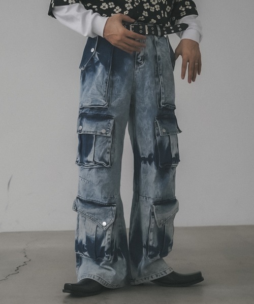 Shoowtime（ショウタイム） ワイドパンツ ジーンズ Chemically washed 