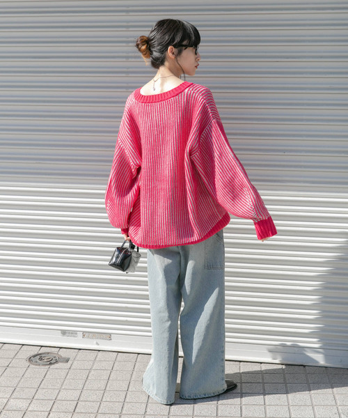 KBF（ケービーエフ） Vネックニット ONE オレンジ系その他 レディース