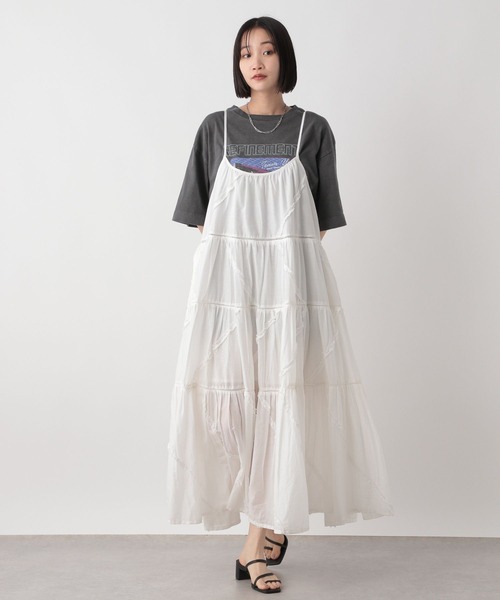 【k1029m】LCC ワンピース+LOWRYSFARMジャケット LOWRYS FARM ワンピース シアーレイヤードキャミワンピース