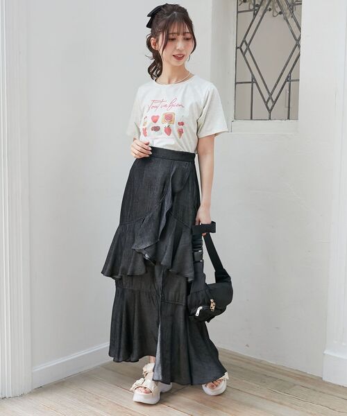 極美品現行品レジィーナロマンティコ ブラックフリルスカート#42 極美