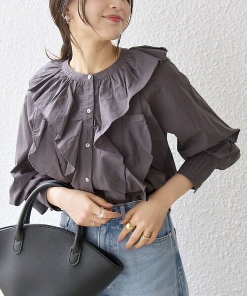 「SHIPS any」 長袖ブラウス ONE SIZE チャコールグレー レディース SHIPS any 「SHIPS any」 長袖ブラウス ONE SIZE