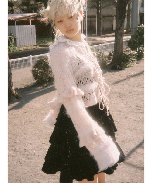 カーディガン fluffy border cardigan レディース merry jenny カーディガン fluffy border cardigan レディース