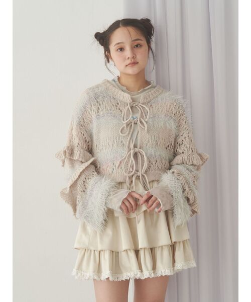 merry jenny カーディガン fluffy border cardigan レディース