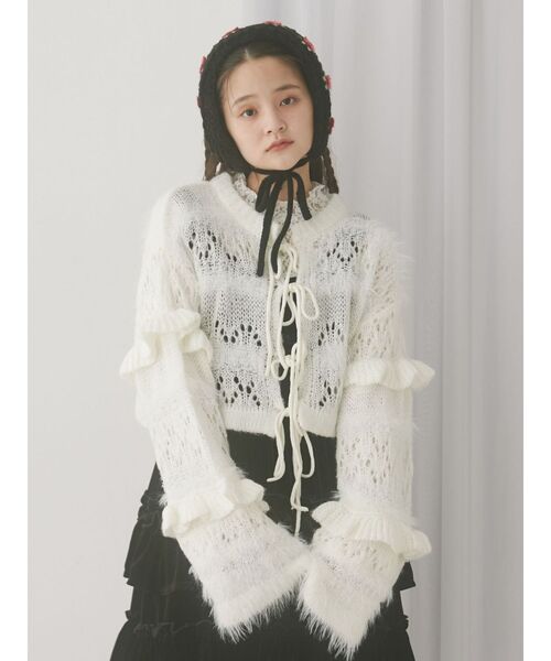 カーディガン fluffy border cardigan レディース merry jenny カーディガン fluffy border cardigan レディース