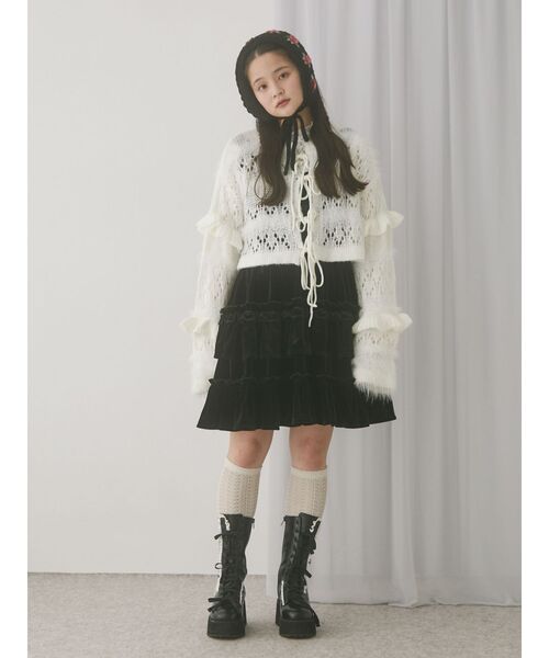 カーディガン fluffy border cardigan レディース merry jenny カーディガン fluffy border cardigan レディース