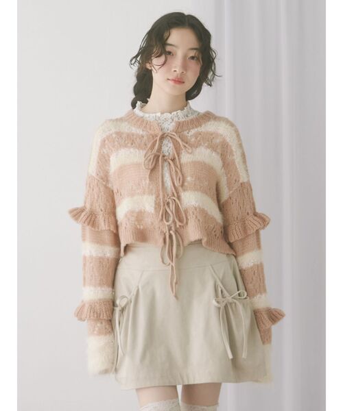 カーディガン fluffy border cardigan レディース merry jenny カーディガン fluffy border cardigan レディース