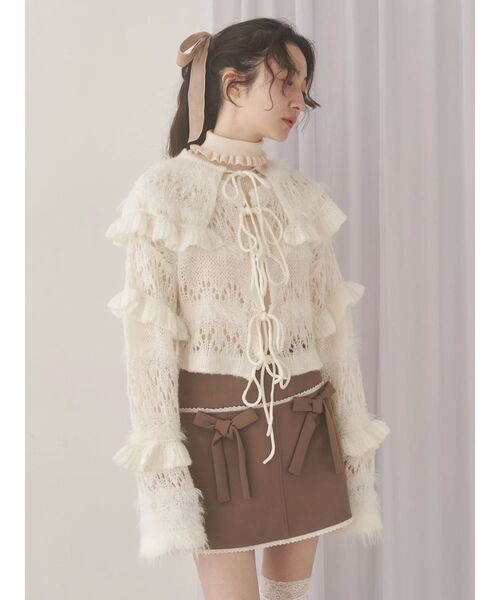 merry jenny（メリージェニー） カーディガン fluffy border cardigan