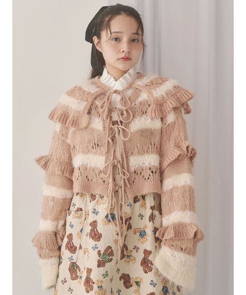 merry jenny（メリージェニー） カーディガン fluffy border cardigan