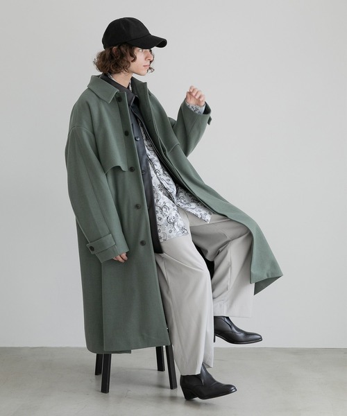 HARE（ハレ） ステンカラーコート MEDIUM ブルー メンズ : ZOZOTOWN