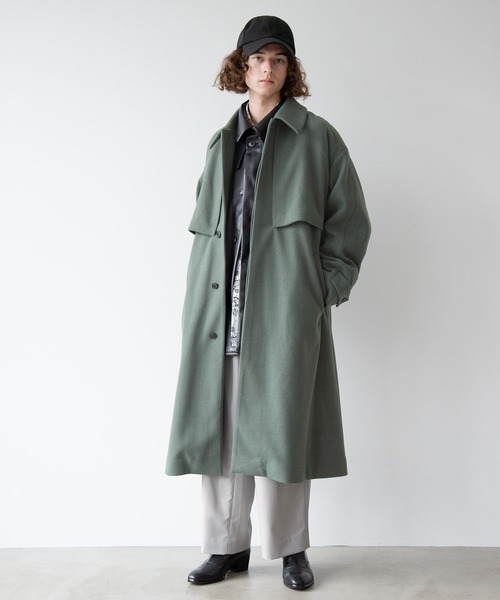 HARE（ハレ） ステンカラーコート MEDIUM ブルー メンズ : ZOZOTOWN