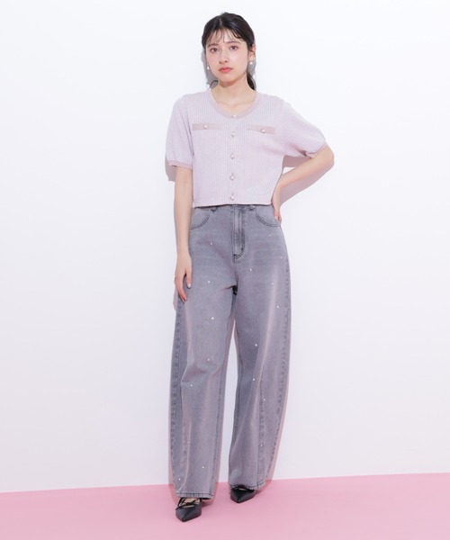 JILL STUART ジルスチュアート 半袖シルクカーディガン クリーム色 M JILL STUART ジルスチュアート 半袖シルクカーディガン クリーム色 M