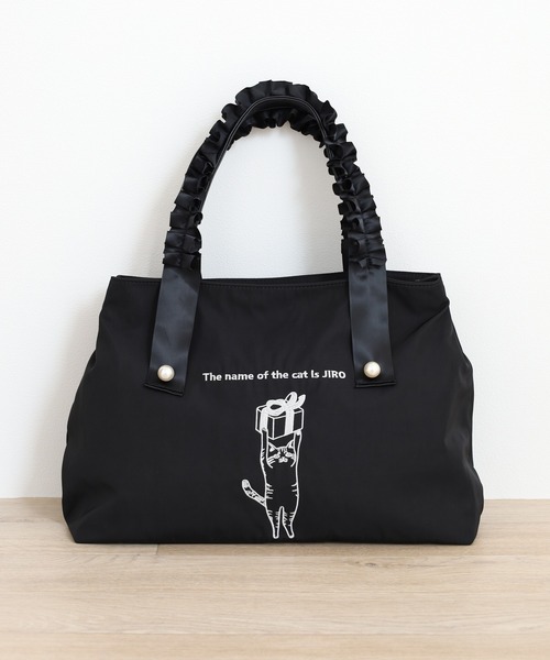 FUNALIVE（ファンアライブ） トートバッグ ネコの刺繍フリルハンドル