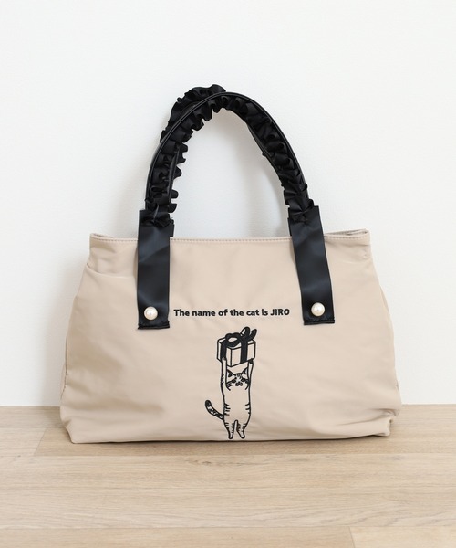 FUNALIVE（ファンアライブ） トートバッグ ネコの刺繍フリルハンドル
