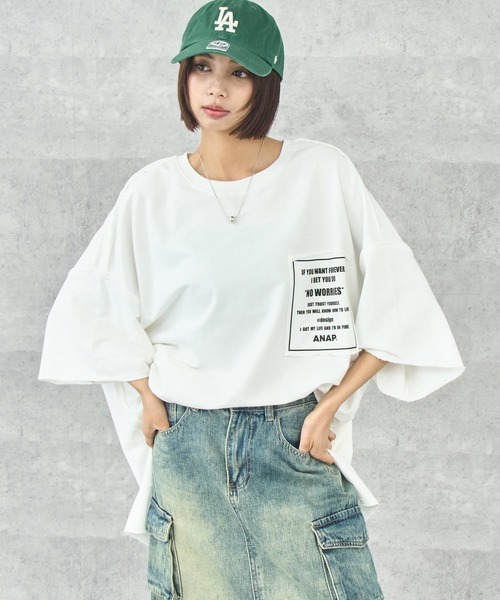 ANAP（アナップ） tシャツ ミニ裏毛 ポケット デザイン ロゴ Tシャツ