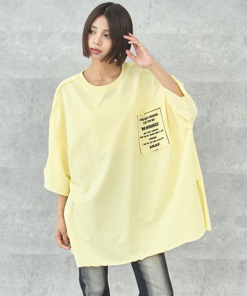 ANAP（アナップ） tシャツ ミニ裏毛 ポケット デザイン ロゴ Tシャツ