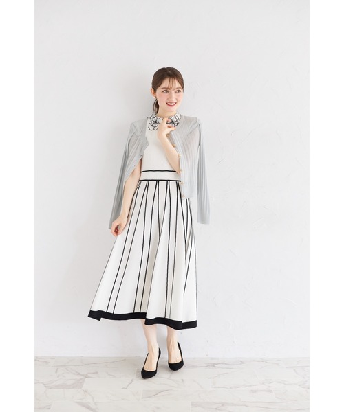 tocco closet ワンピース 2WAYフラワーレース襟付き配色