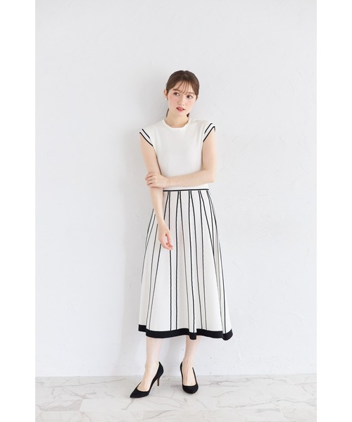 tocco closet ワンピース 2WAYフラワーレース襟付き配色