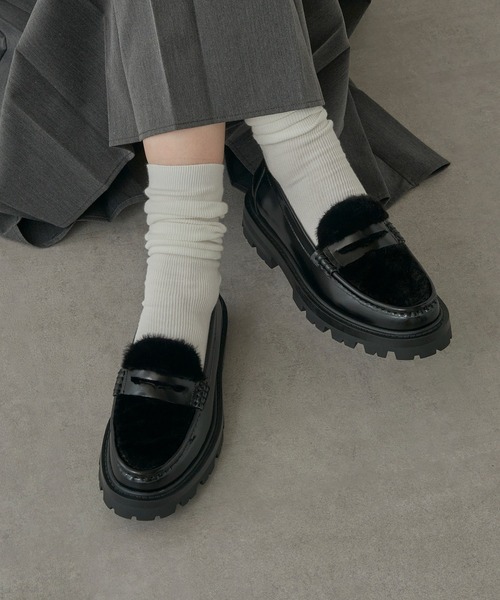 ARTESANOS（アルテサノス） ローファー 「ARTESANOS」ファー付き厚底