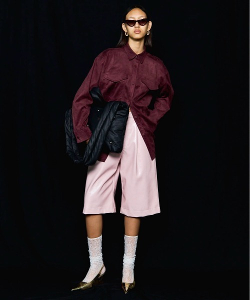 完売品 maison special ピンクストライプレースショートパンツ グレ MAISON SPECIAL（メゾンスペシャル）の「Pinstripe Lace Shorts