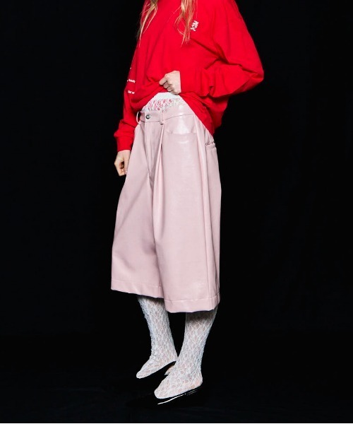 完売品 maison special ピンクストライプレースショートパンツ グレ MAISON SPECIAL（メゾンスペシャル）の「Pinstripe Lace Shorts