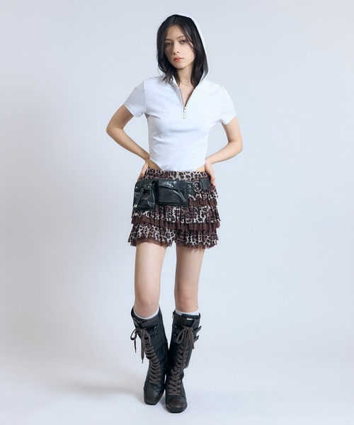 tシャツ フーデットハーフジップボディースーツ レディース ACLENT tシャツ フーデットハーフジップボディースーツ