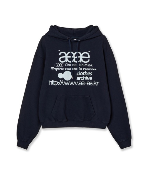 aeae トレーナー スウェット 裏起毛 WEB LOGO LOOSED HOODIE