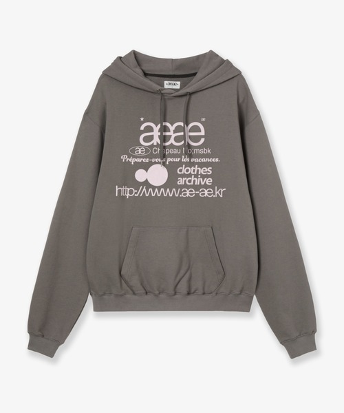 aeae トレーナー スウェット 裏起毛 WEB LOGO LOOSED HOODIE