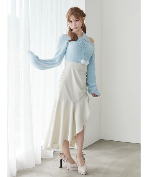 EATME シャツカラーアンサンブルニットTOP ホワイト EATME（イートミー） ニット セーター シャツカラーアンサンブルニット